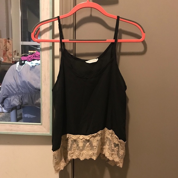 Black Tank Top with Lace - Picture 1 of 2